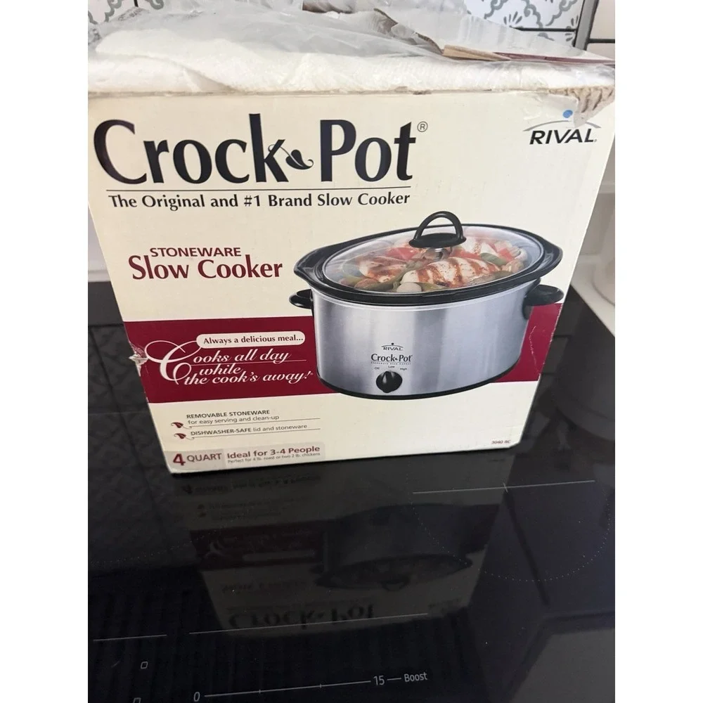 Rival Crock Pot Stoneware Slow Cooker Original 4 Quarts Ideal 3 To 4 People 3040